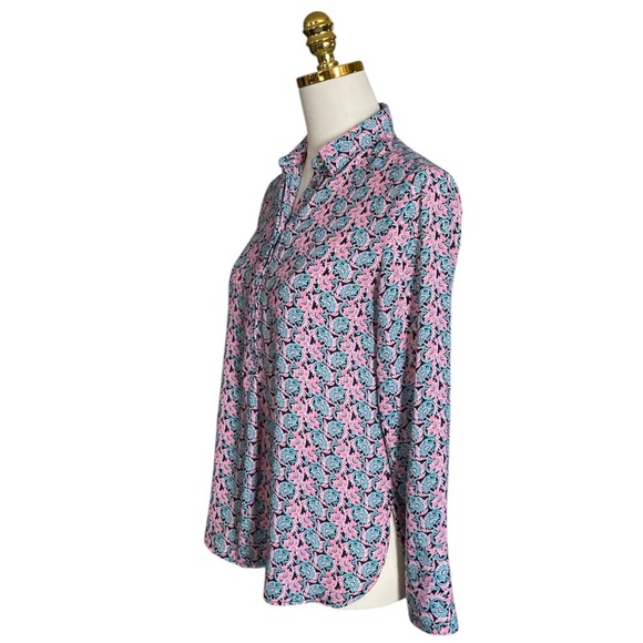 BANANA REPUBLIC Floral Pink and Blue Women's Sheer Popover Top Size XSP - Picture 3 of 6